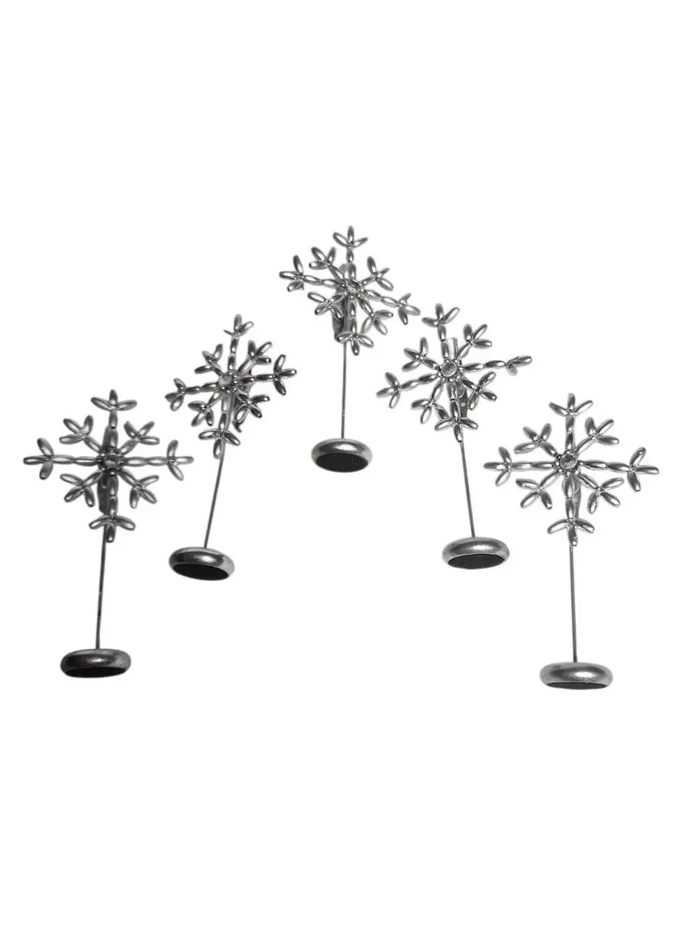 Pier 1 Chrome Silver Party Snowflake Star Place Setting Card Holders Set of 5